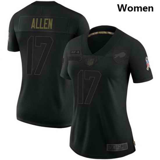Women Buffalo Bills 17 Josh Allen Black Limited 2020 Salute To Service Jersey